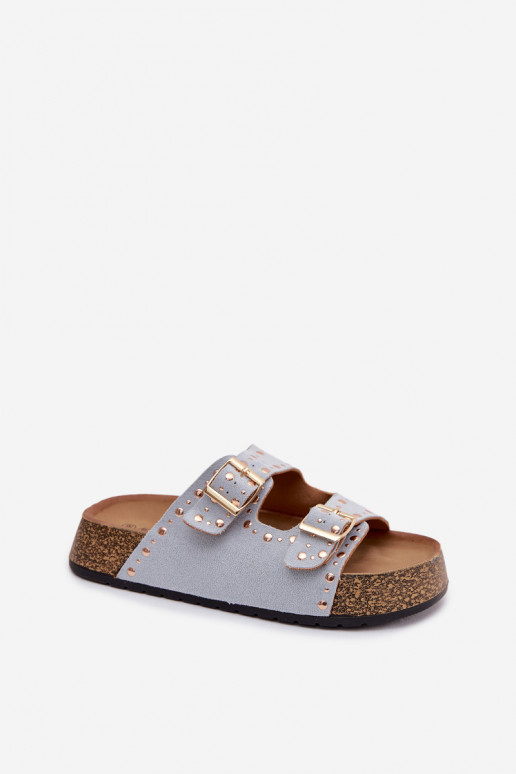 sieviešu čības Ze Zelta krāsasmi ar sprādzēmmi  gaiši zilas krāsas Tervina