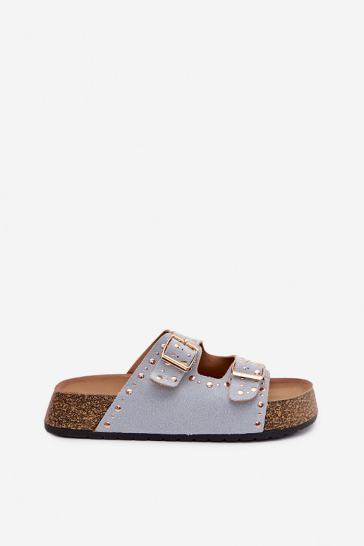 sieviešu čības Ze Zelta krāsasmi ar sprādzēmmi  gaiši zilas krāsas Tervina