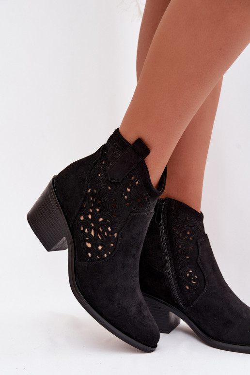  kovboju stila puszābaki  ar papēdi S.Barski HY61-8012 Melns