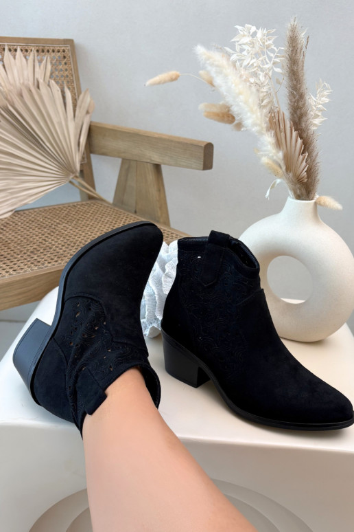  kovboju stila puszābaki  ar papēdi S.Barski HY61-8012 Melns