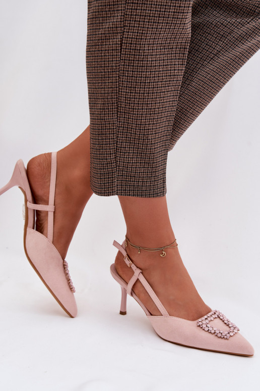 Sieviešu basenes ar papēdi ar ornamentiem Rozā krāsas Ismeria