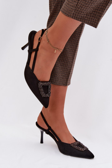 Sieviešu basenes ar papēdi ar ornamentiem Melns Ismeria