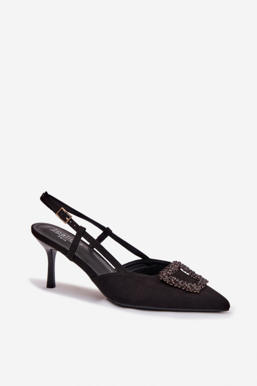 Sieviešu basenes ar papēdi ar ornamentiem Melns Ismeria