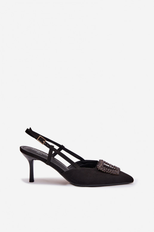 Sieviešu basenes ar papēdi ar ornamentiem Melns Ismeria