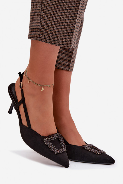 Sieviešu basenes ar papēdi ar ornamentiem Melns Ismeria