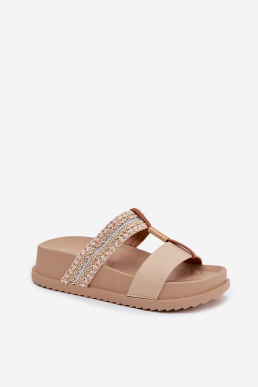 sieviešu čības ar platformu Ar svītrām I Zelta krāsasm Detalem smilšu krāsas Tahlia