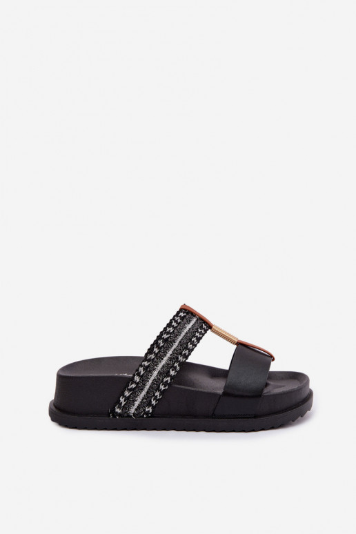 sieviešu čības ar platformu Ar svītrām I Zelta krāsasm Detalem Melns Tahlia