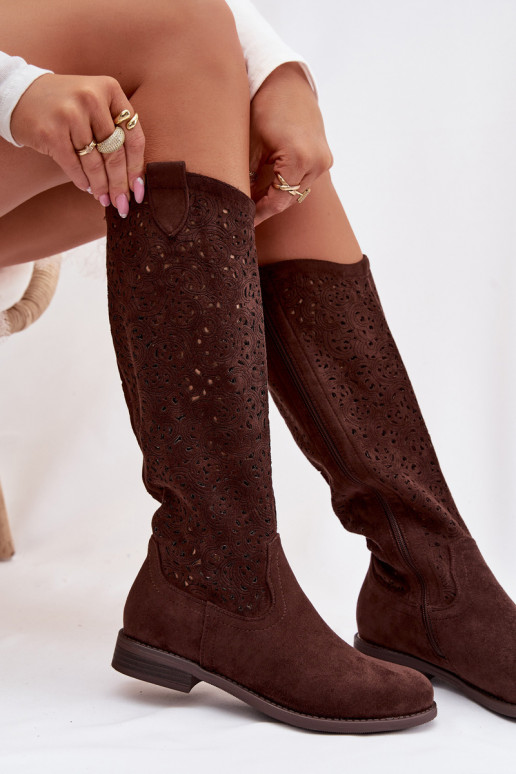  sieviešu garie zābaki ar platiem papēžiem S.Barski HY61-8023 Czekoladowe