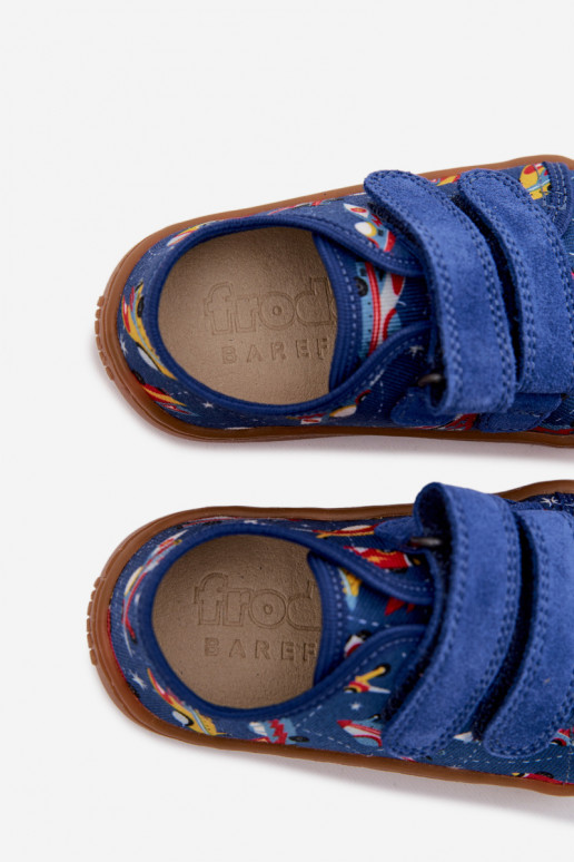 Bērnu šļūcenes Barefoot ar kosmiskajiem kuģiem Froddo Canvas G1700440-5 zilā krāsā