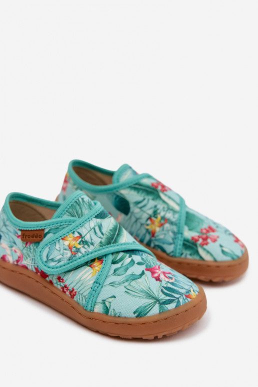 Čības Bērnu apavi ar lipīgām aizdarēm Barefoot  Liście Froddo G1700438-14 piparmētras krāsas