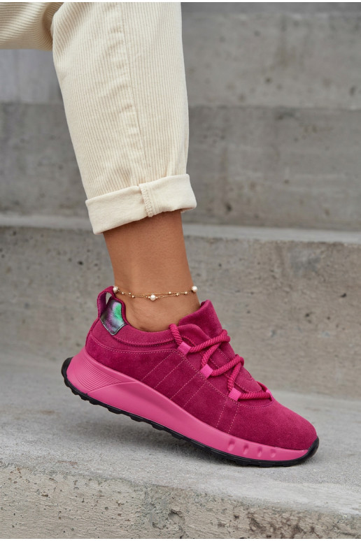 Sieviešu zamšā sneakers apavi Bemela rozā krāsā