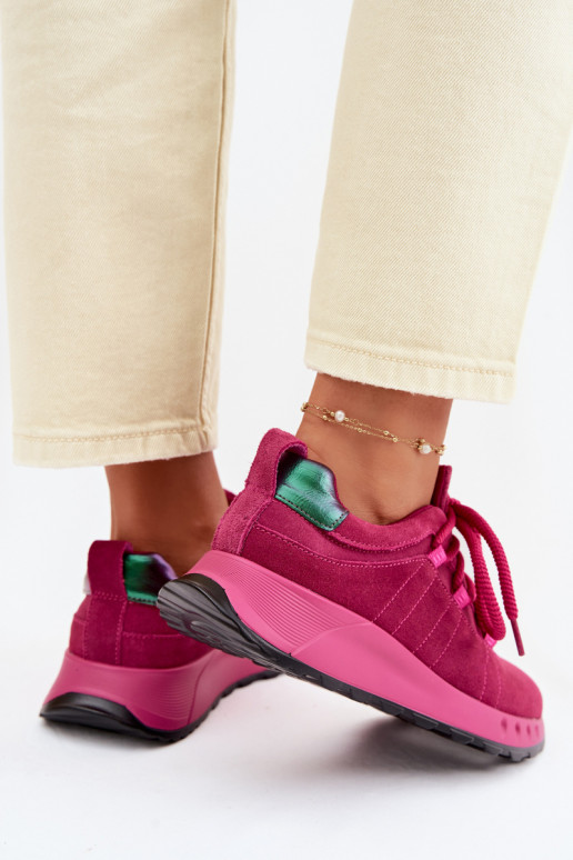 Sieviešu zamšā sneakers apavi Bemela rozā krāsā