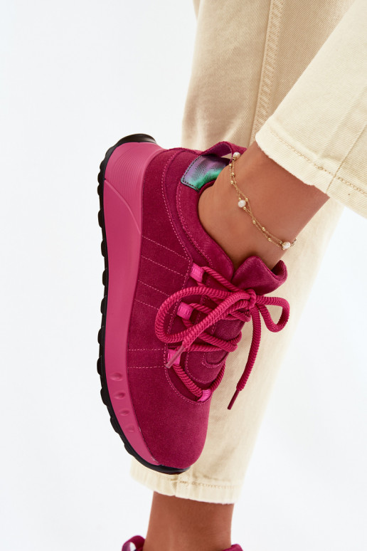 Sieviešu zamšā sneakers apavi Bemela rozā krāsā