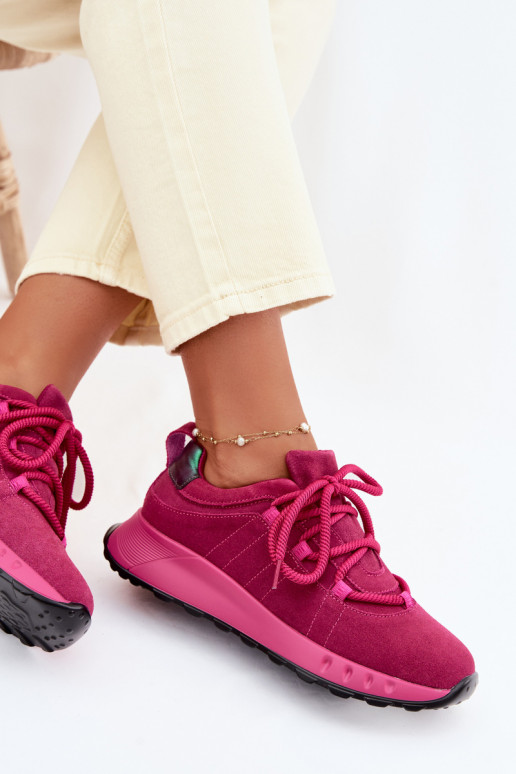 Sieviešu zamšā sneakers apavi Bemela rozā krāsā