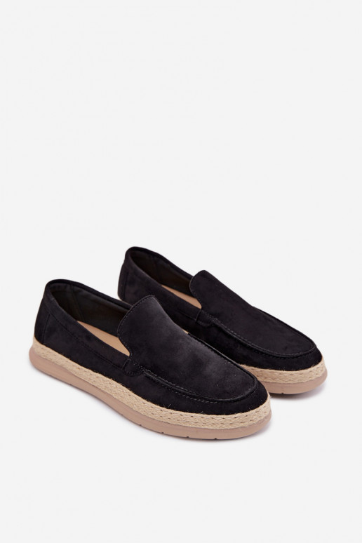 Vīriešu mocasīni espadrilles melni Rexton