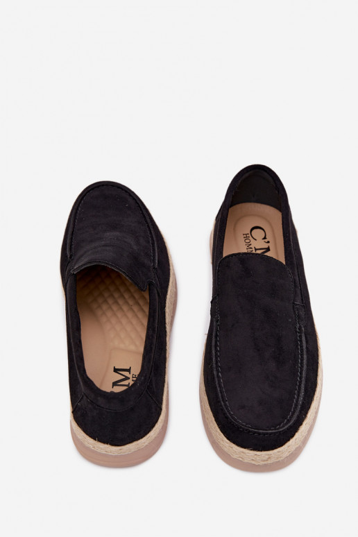 Vīriešu mocasīni espadrilles melni Rexton