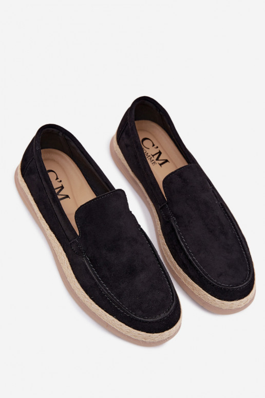 Vīriešu mocasīni espadrilles melni Rexton