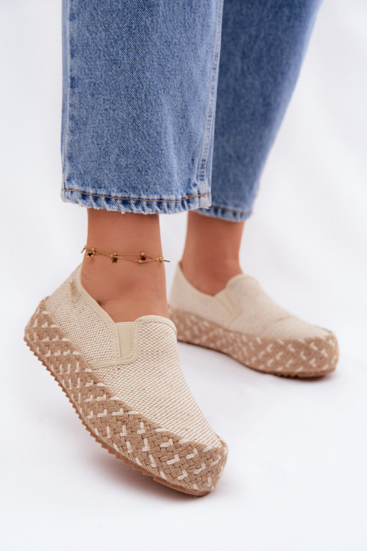 Espadrilles ar platformu Lee Cooper LCIN-26-31-4332 smilšu krāsā