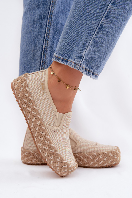 Espadrilles ar platformu Lee Cooper LCIN-26-31-4332 smilšu krāsā