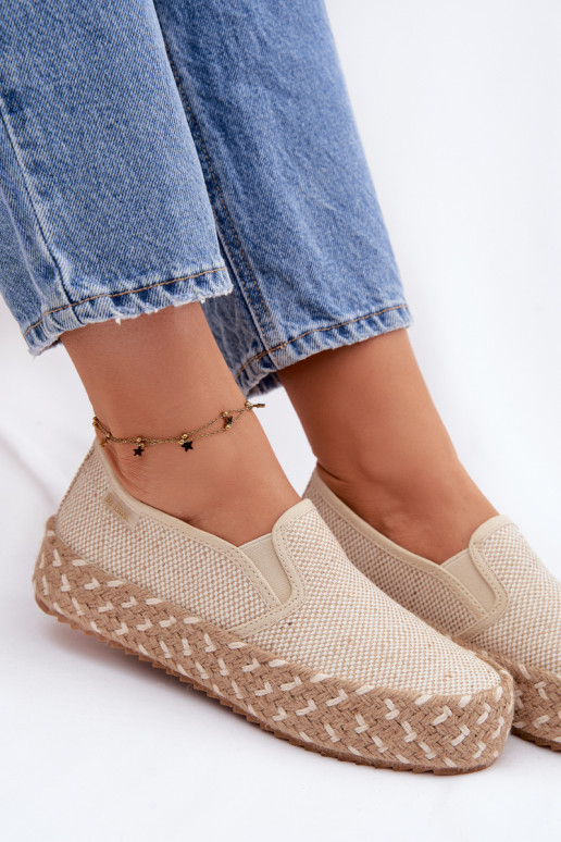 Espadrilles ar platformu Lee Cooper LCIN-26-31-4332 smilšu krāsā