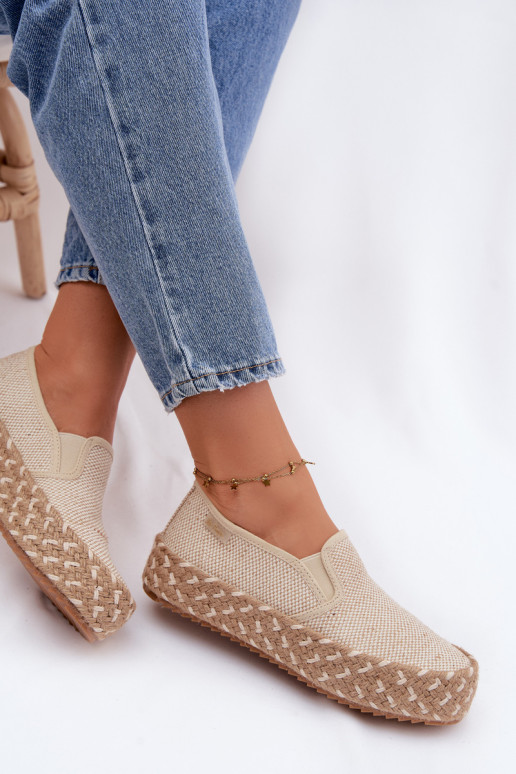 Espadrilles ar platformu Lee Cooper LCIN-26-31-4332 smilšu krāsā