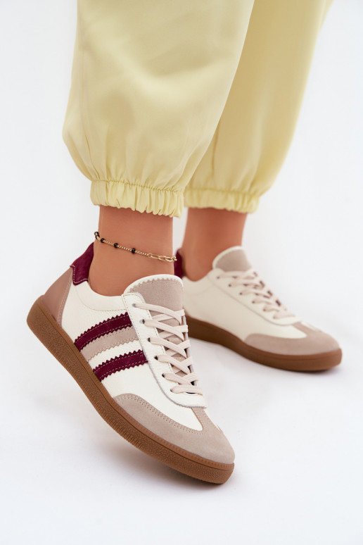 Ādas sporta apavi Zazoo N1234S2 balti-bordo