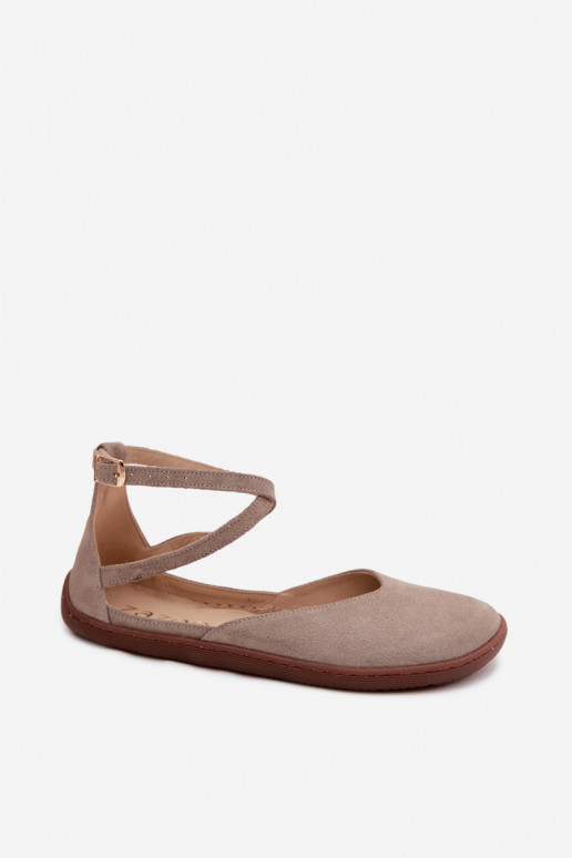 Zamšādas balerīnas  Barefoot Ar svītrām Zazoo 320 Cepurepuccino