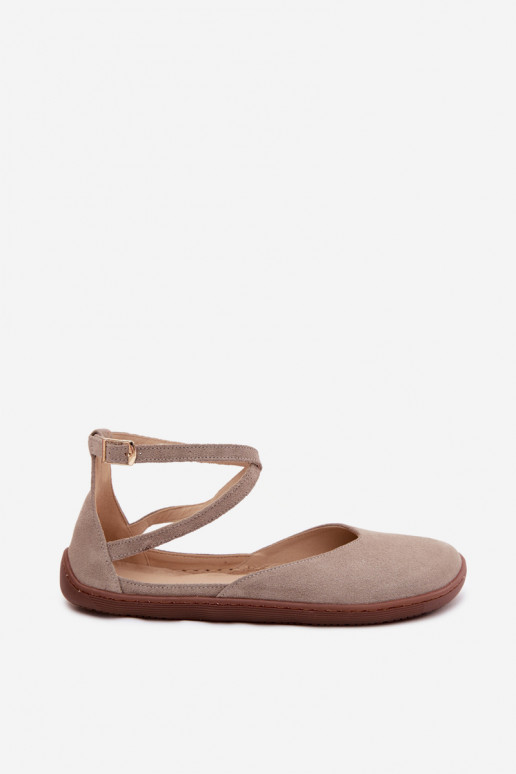 Zamšādas balerīnas  Barefoot Ar svītrām Zazoo 320 Cepurepuccino