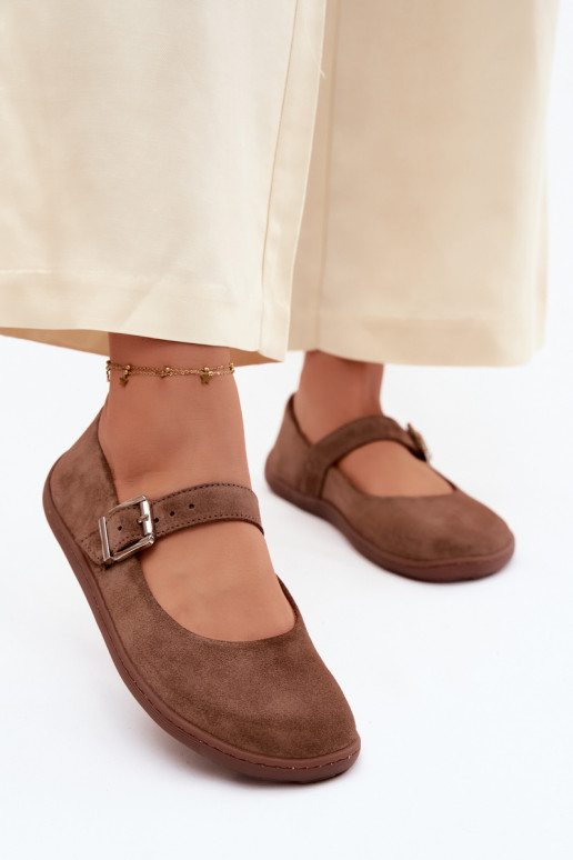 Barefoot ballerīnas ar mākslīgo zamšu Zazoo 316 brūnā krāsā