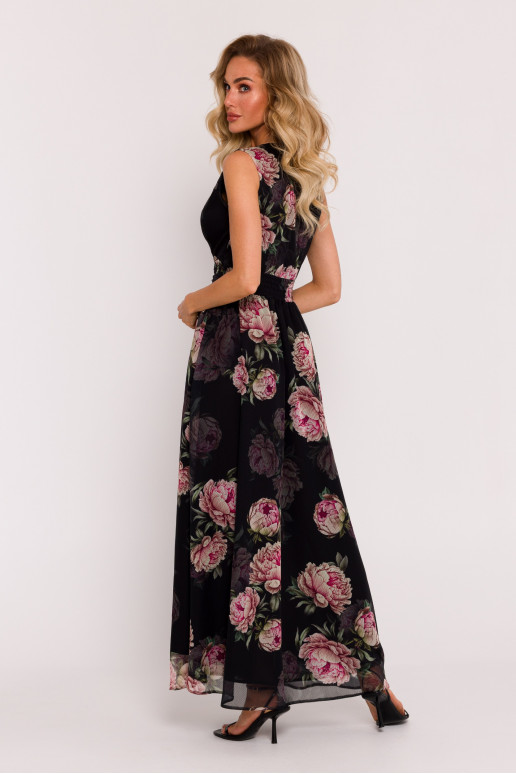 Šifona maxi kleita ar šķēlumu - modelis 1