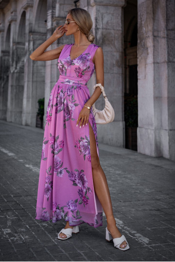 Šifona maxi kleita ar šķēlumu - modelis 3