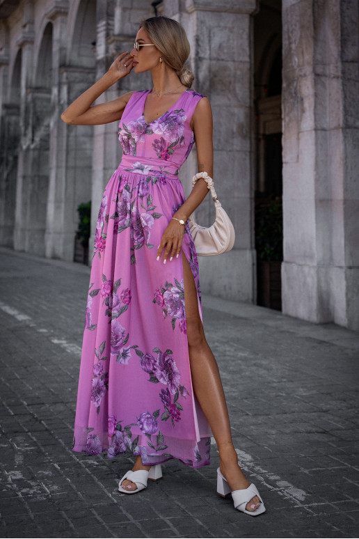 Šifona maxi kleita ar šķēlumu - modelis 3