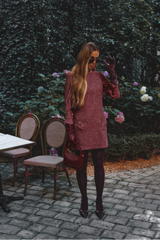 Bordo mini kleita no tvīda