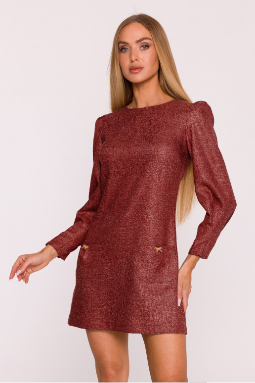 Bordo mini kleita no tvīda