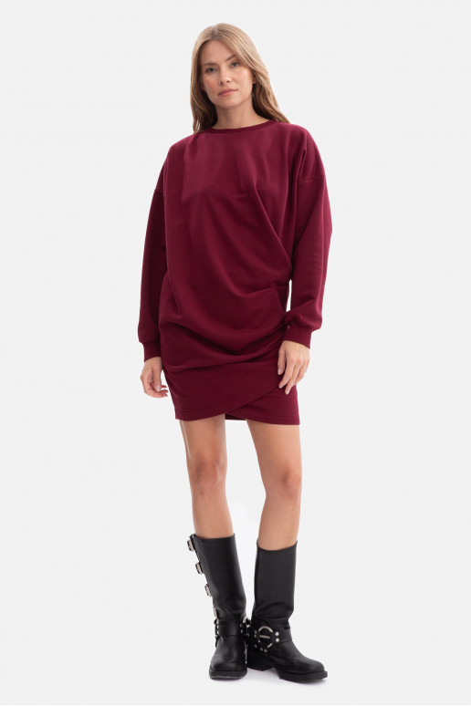 Bordo adīta kleita ar sānu krokām