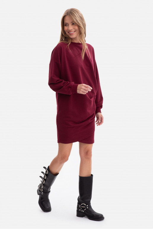 Bordo adīta kleita ar sānu krokām