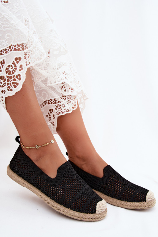 Ažūra espadrilles  Auduma Melns Candessa