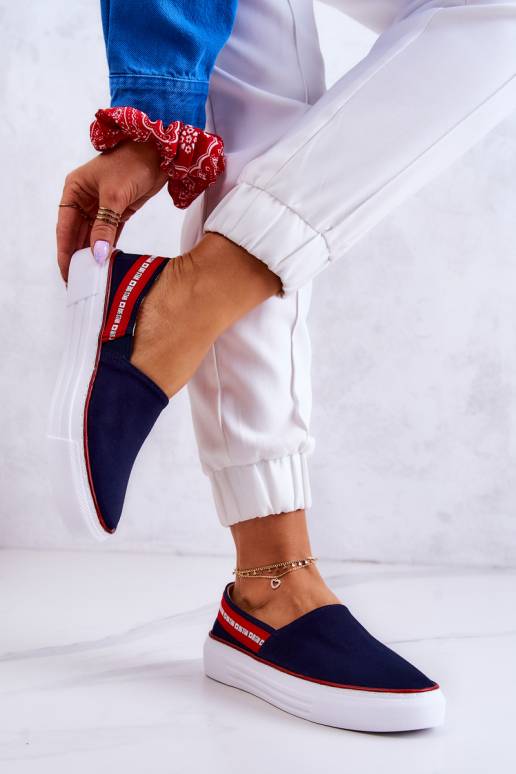 Sporta apavi Slip On Big Star JJ276009 Zilas krāsas-sarkanas krāsas
