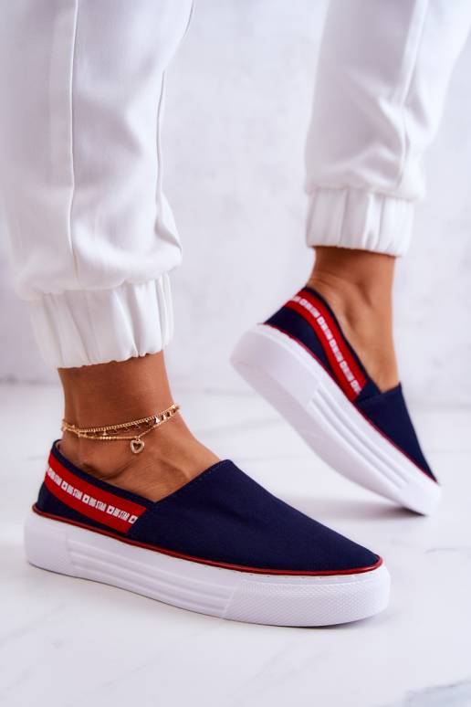 Sporta apavi Slip On Big Star JJ276009 Zilas krāsas-sarkanas krāsas