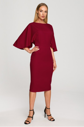 Bordo krāsas kleita ar kimono piedurknēm