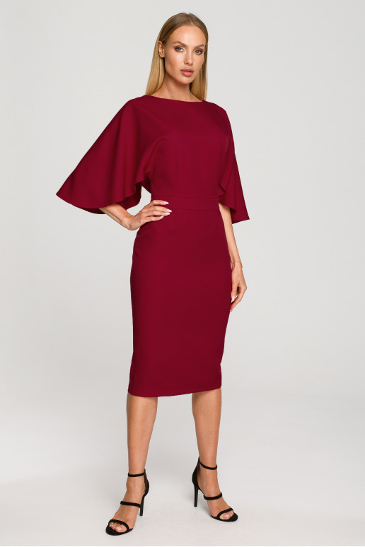 Bordo krāsas kleita ar kimono piedurknēm