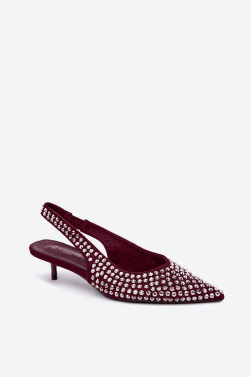 Sieviešu basenes Kitten Heel ar kniedēm bordo krāsas Madden