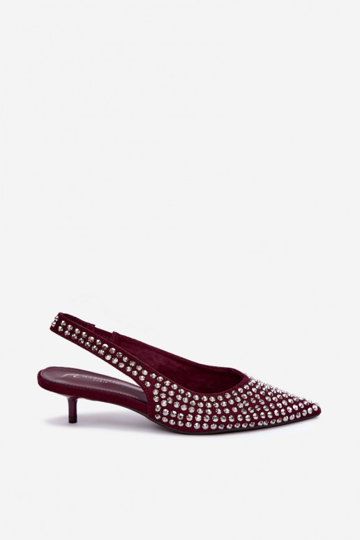Sieviešu basenes Kitten Heel ar kniedēm bordo krāsas Madden