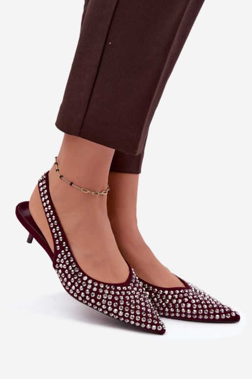 Sieviešu basenes Kitten Heel ar kniedēm bordo krāsas Madden