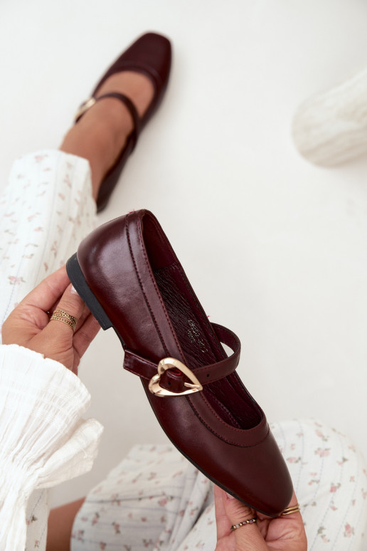 Balerīnas ar sprādzēm Hearts bordo krāsas Relsa