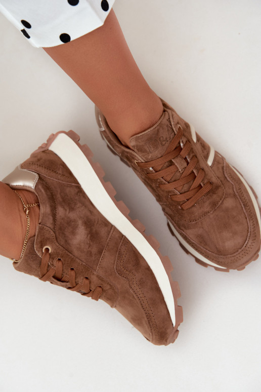  modeļa apavi Z Naturalnego Zamszu D&A LR62-7101 Camel