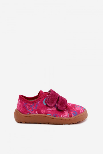 Čības Bērnu apavi Barefoot ar sirsniņām Froddo Canvas G1700440-24 rozā krāsas 2