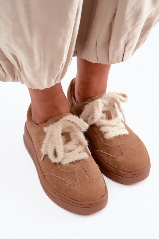 zamšādas  modeļa apavi Z Futrzanym m Kobbo 79655 Camel