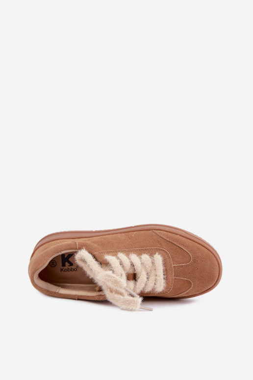 zamšādas  modeļa apavi Z Futrzanym m Kobbo 79655 Camel