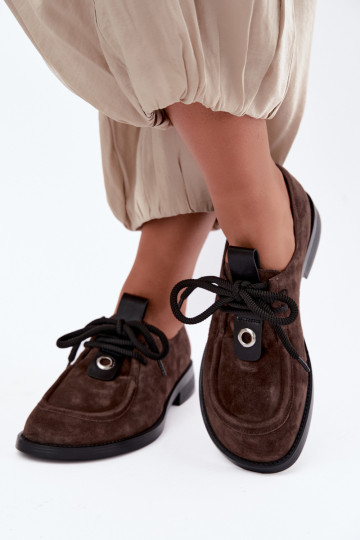 apavi Barefoot  Z Naturalnego Zamszu D&A CR62-3460 Czekoladowe 2